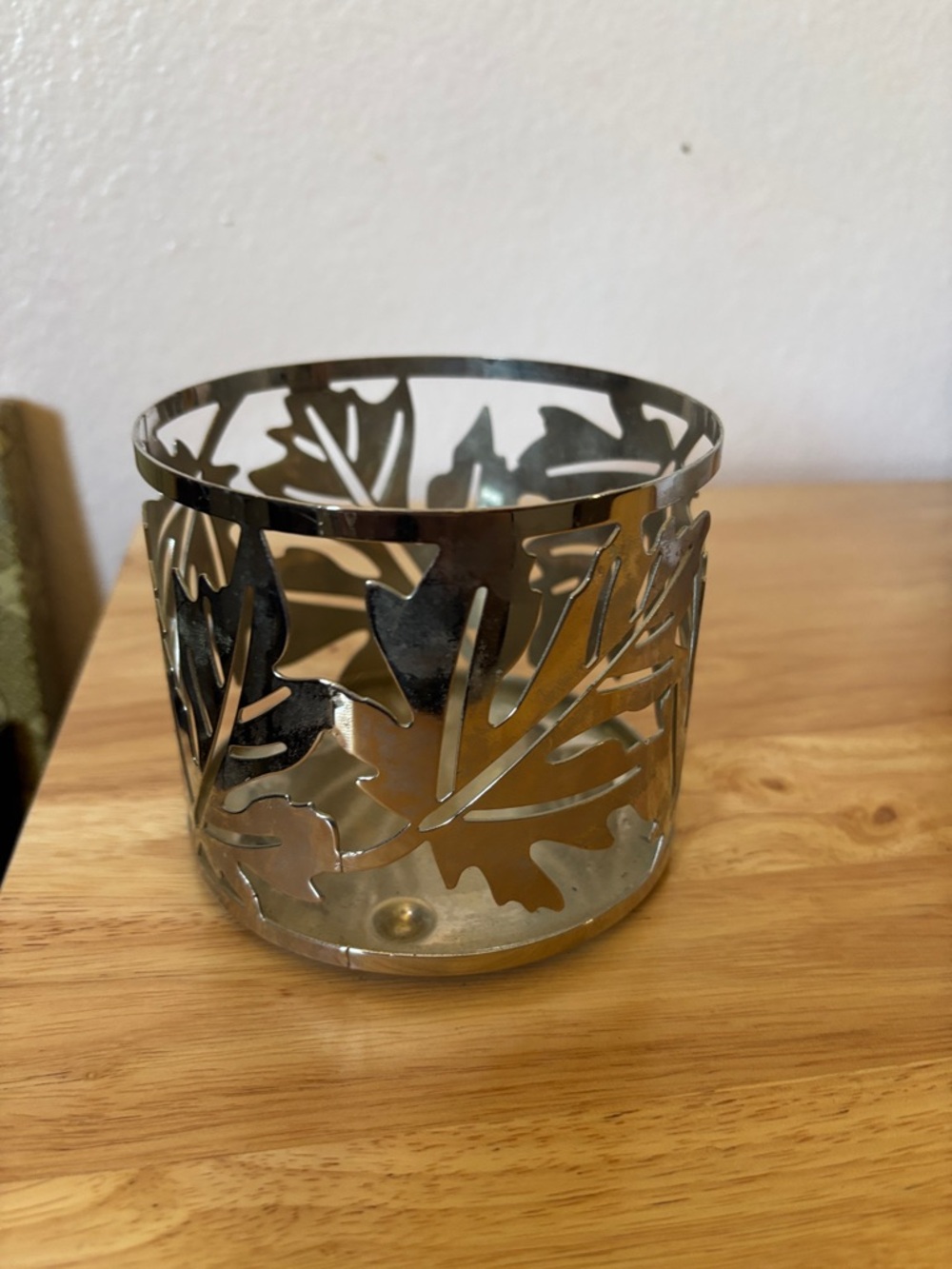 Slatkin & Co Metal Leaf Candle Holder With Leaf Cutout